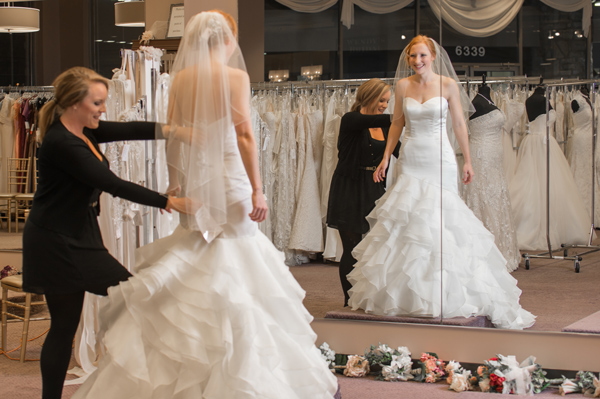 Try on wedding dresses in our bridal shop!