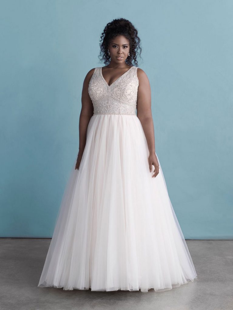 Plus Size sleeveless A-line wedding dress