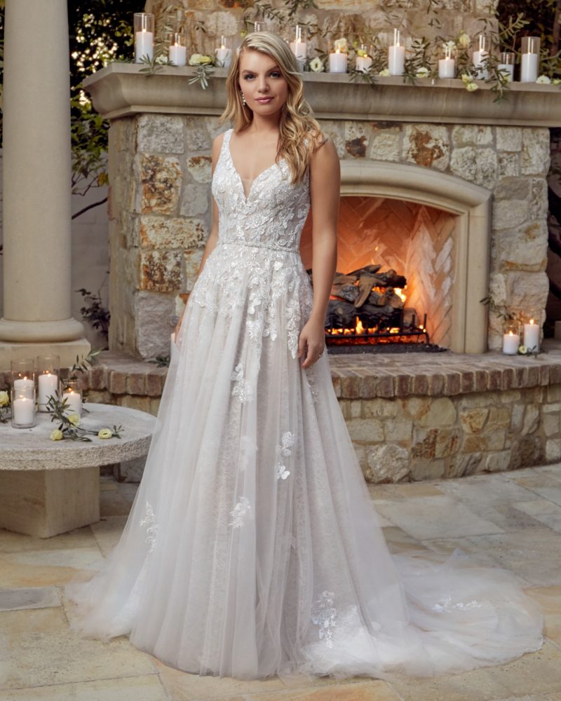 Sleeveless A-line bridal gown
