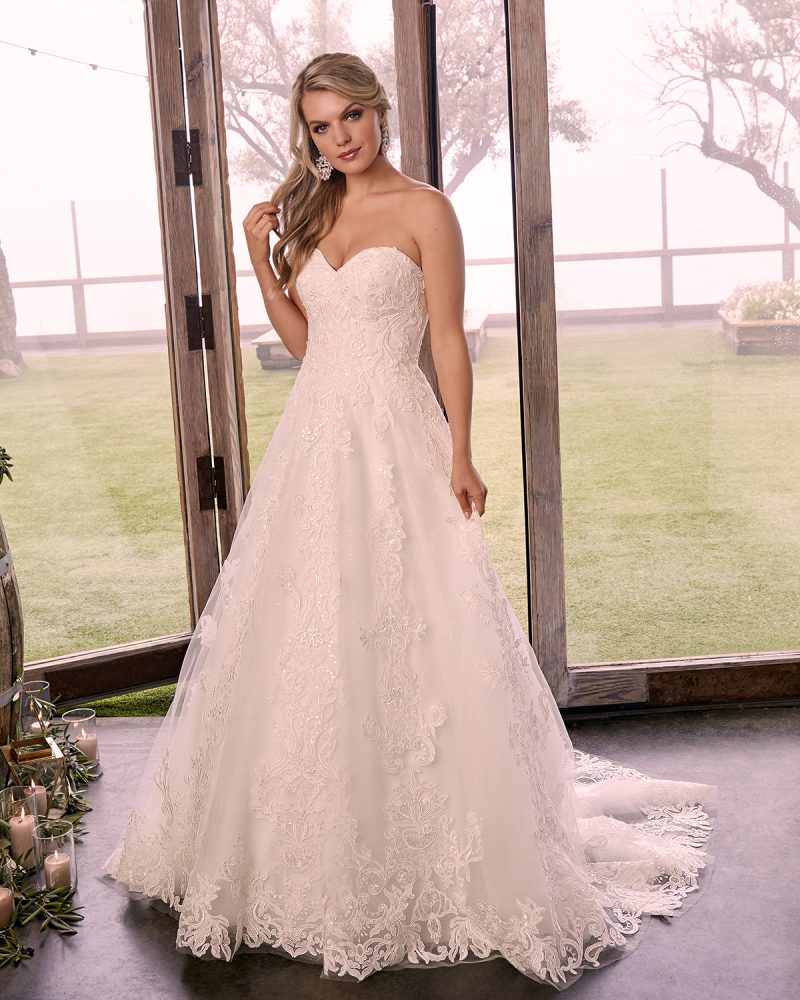 Strapless A-line bridal gown