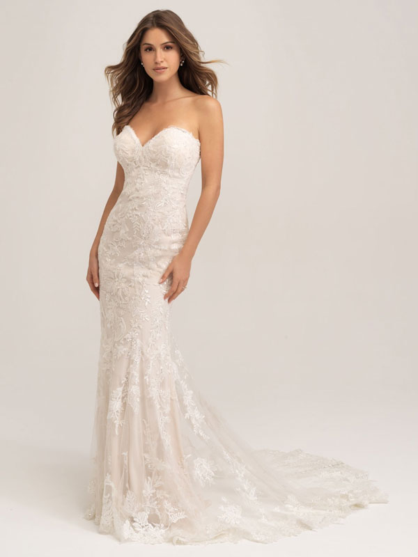 Strapless fit-and-flare wedding dress