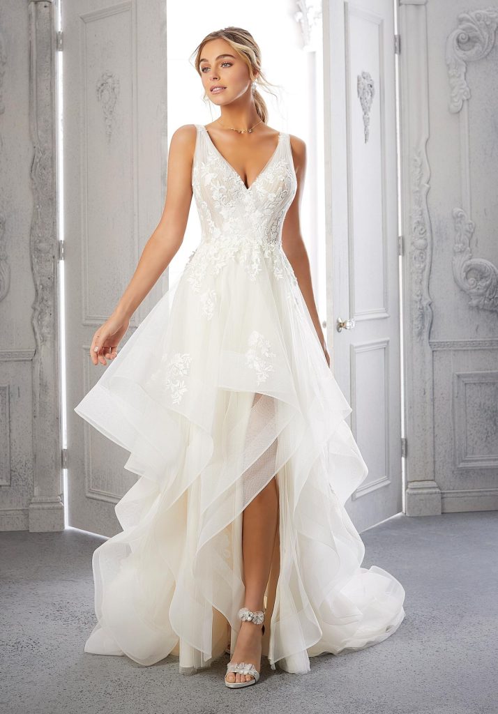 High-low sleeveless ballgown wedding dress