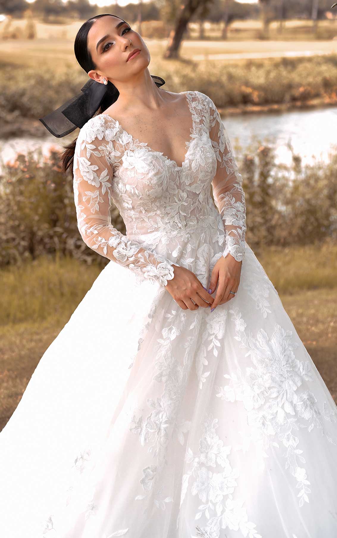 Long-sleeved a-line wedding dress