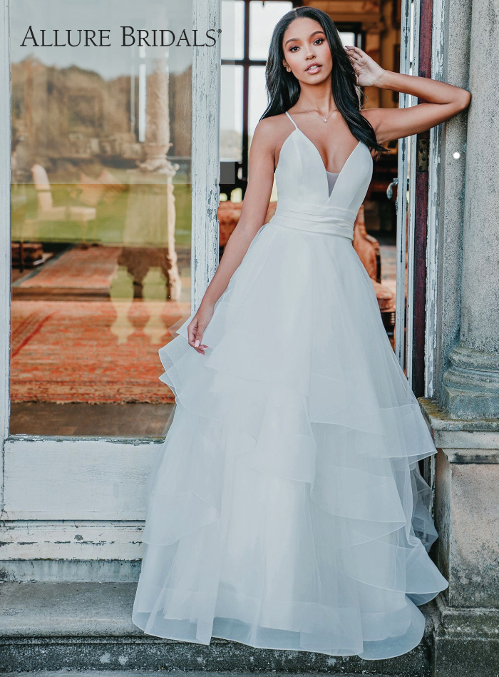 Ballgown wedding dress with tiered skirt