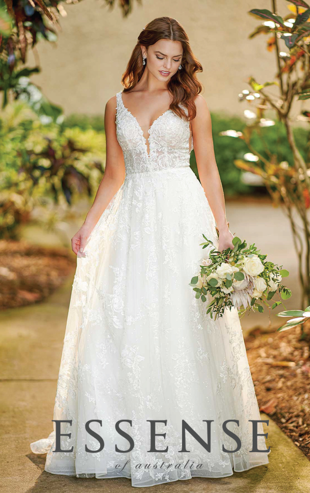Sleeveless lace boho wedding dress