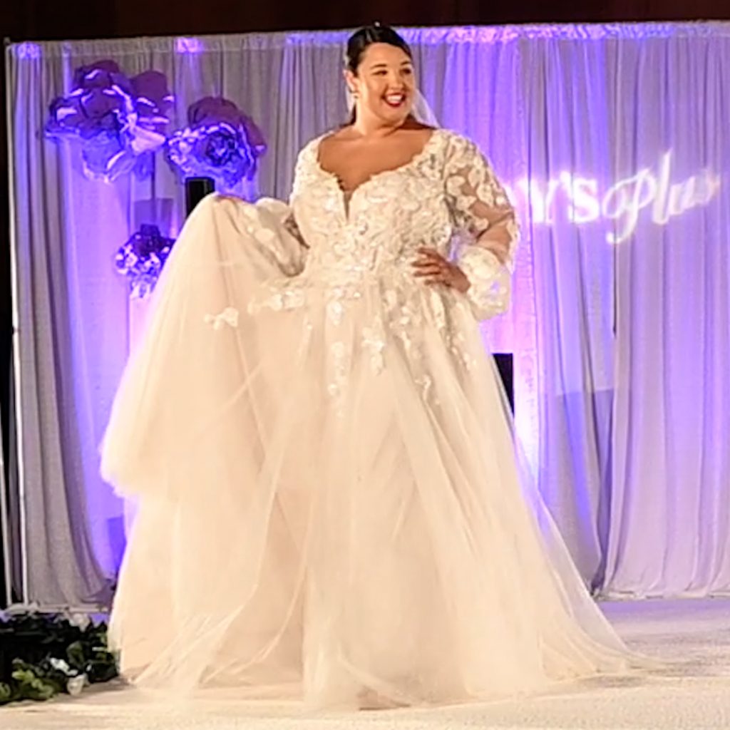 Plus-Size ballgown wedding dress with long sleeves