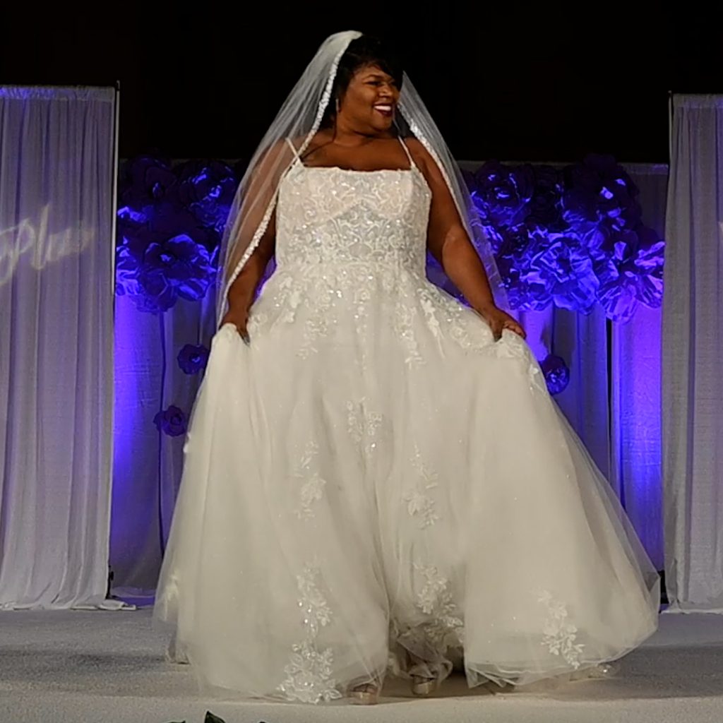 Plus-Size ballgown wedding dress with veil