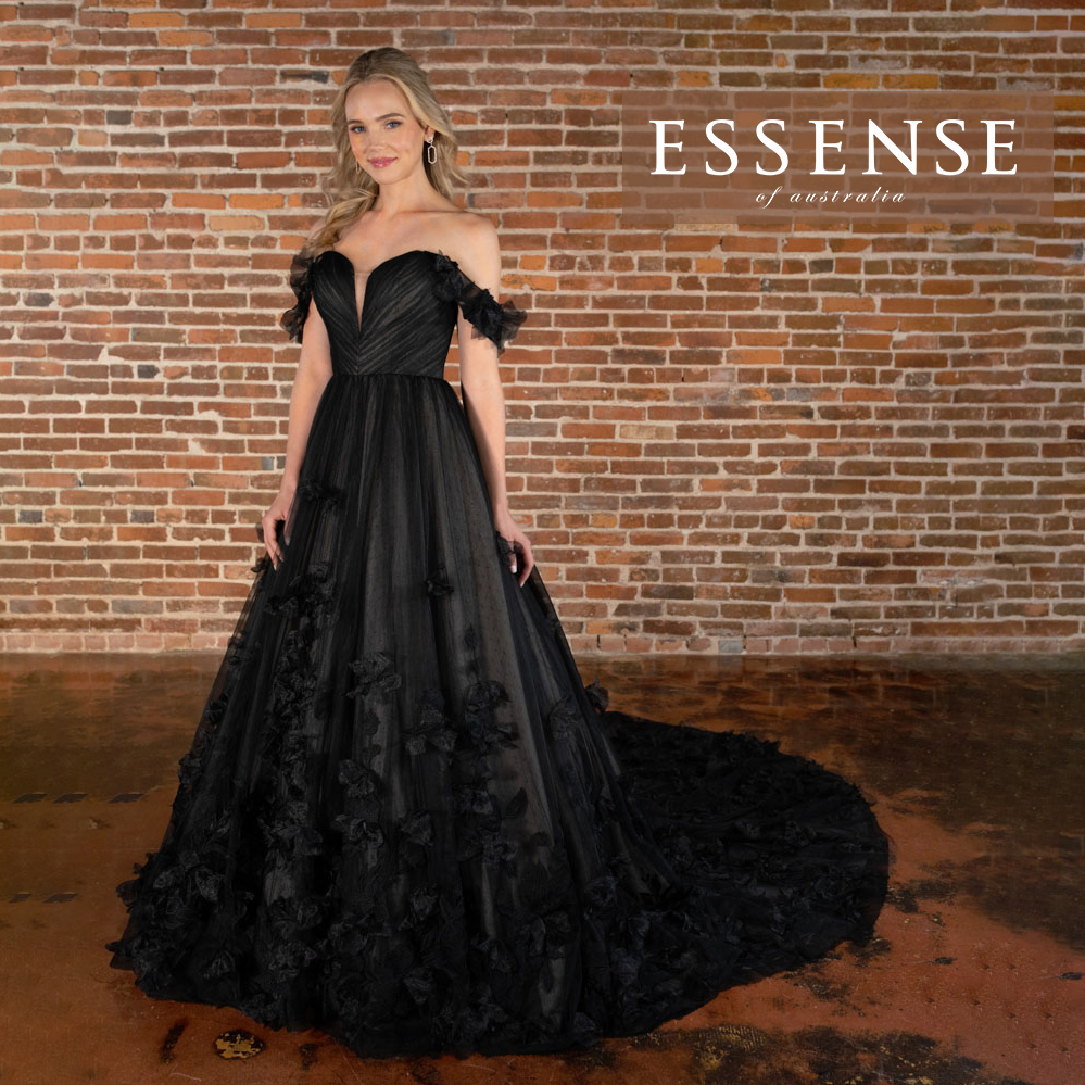 Off-Shoulder Lace Plus Size Ballgown with Tiered Skirt - Essense