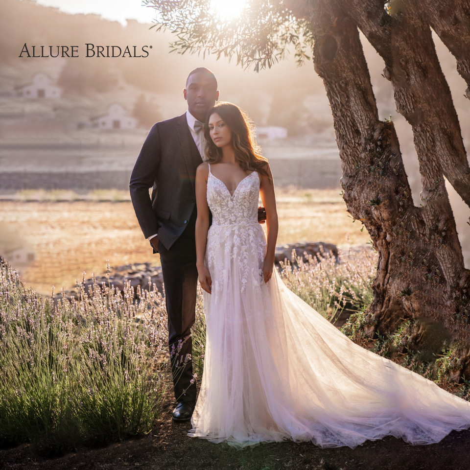 Bride and groom in beautiful outdoor setting