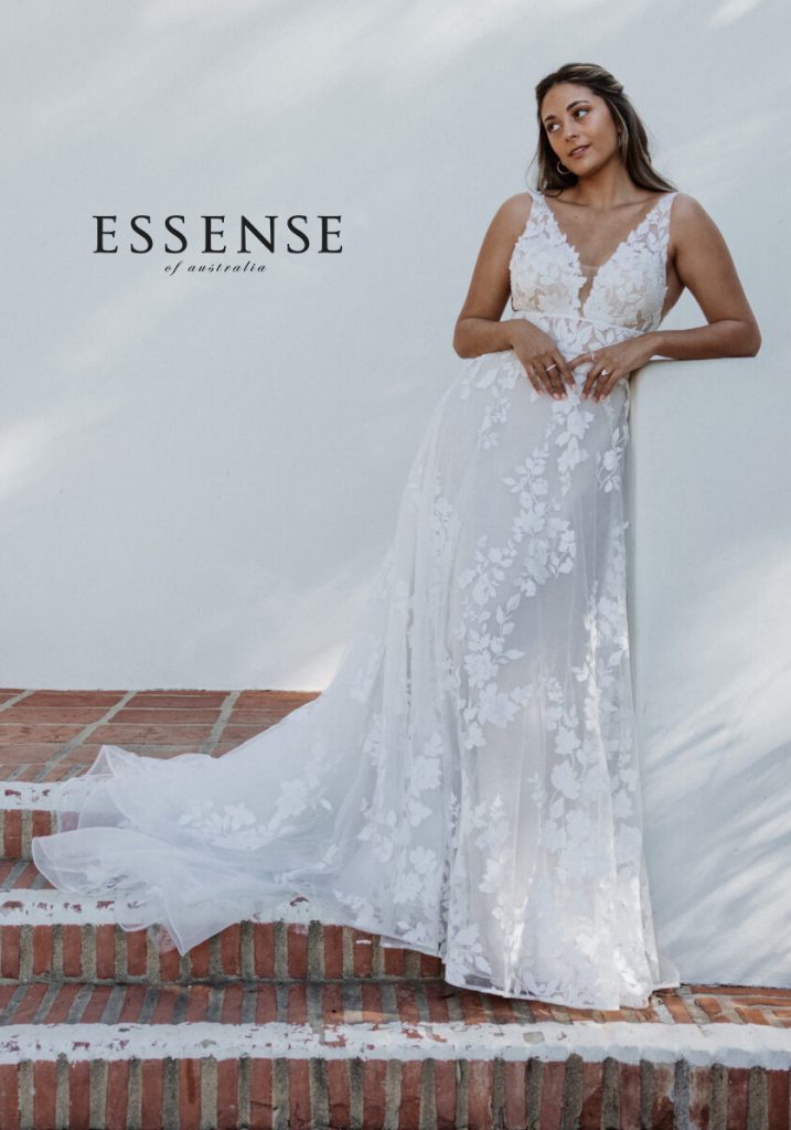 Classic A-line sleeveless wedding dress by Essense Of Australia