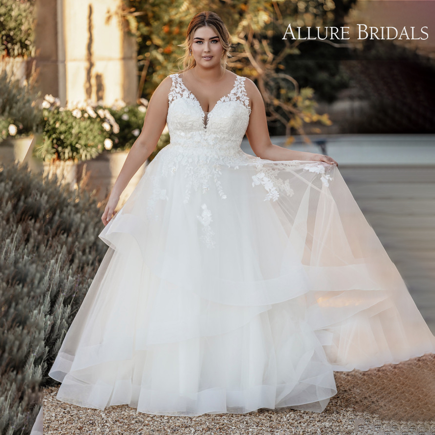 Sleeveless ballgown plus-size wedding dress