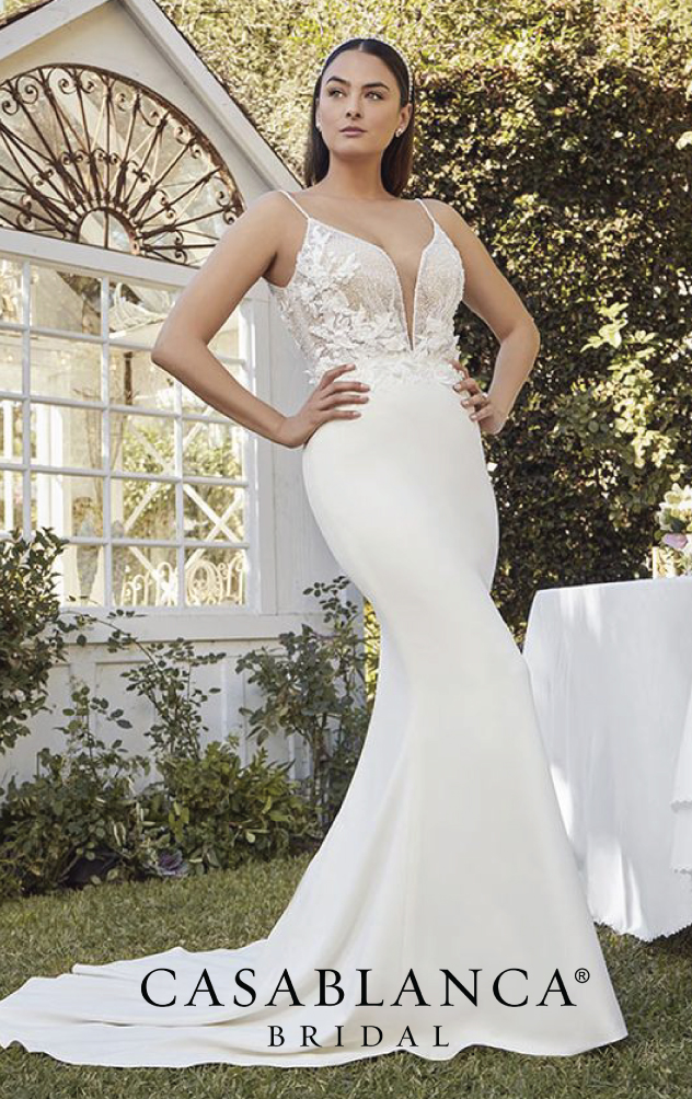Sleeveless fit-and-flare wedding dress