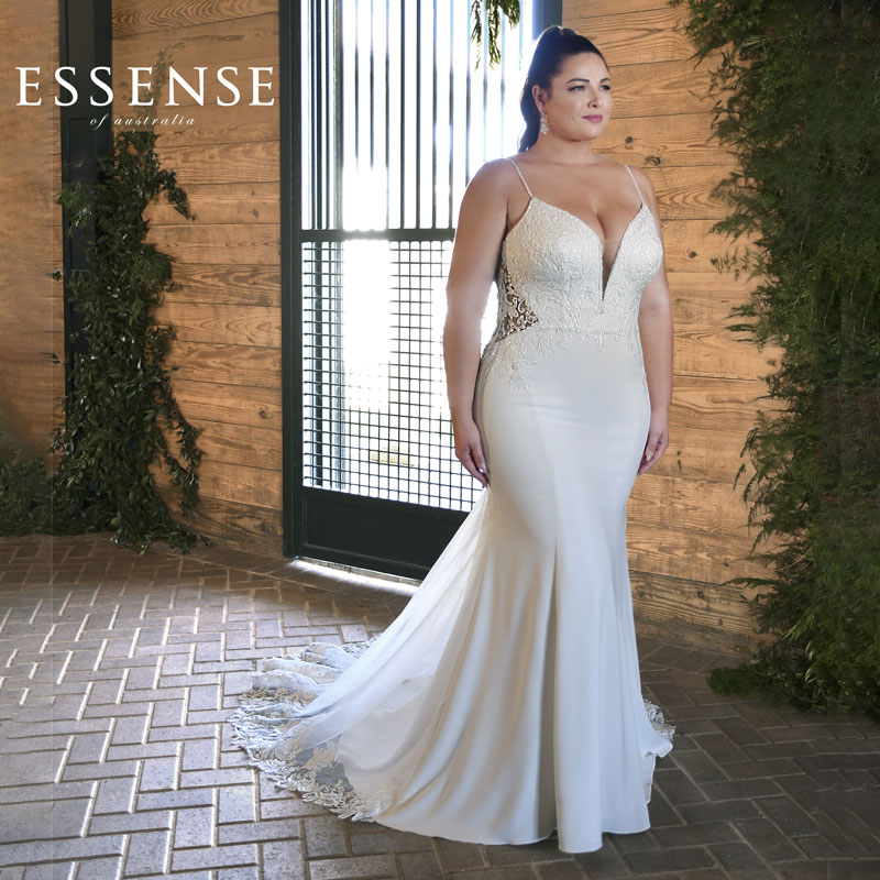Plus-Size Sleeveless Fit & Flare Bridal Gown