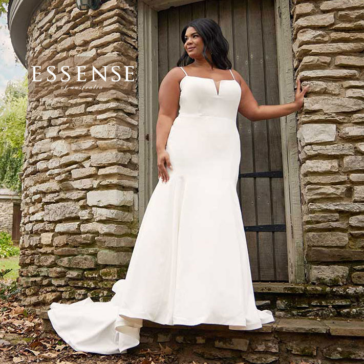 Plus-Size sleeveless fit & flare bridal gown