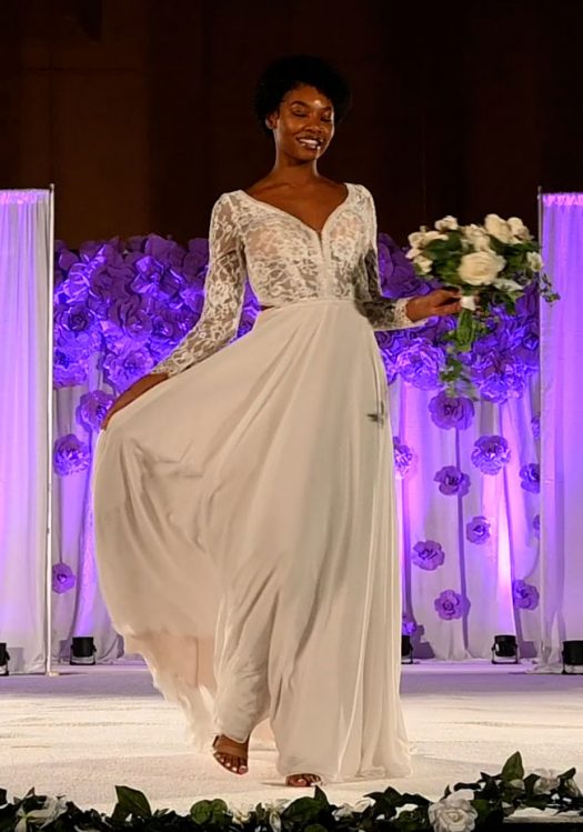 Long-sleeved A-line bridal gown