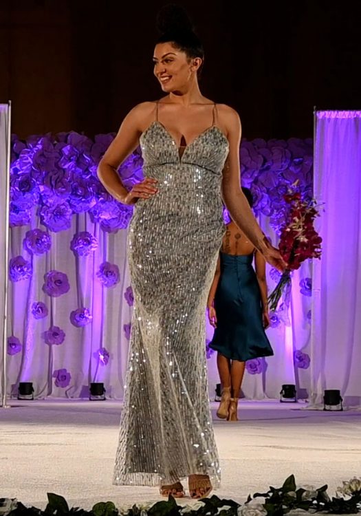 Sparkly sleeveless formal dress with sequins