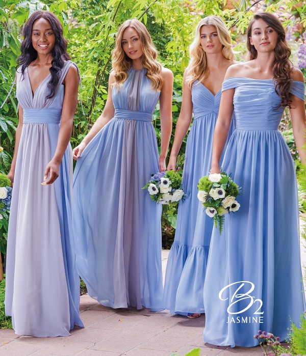 Cornflower blue bridesmaid dresses