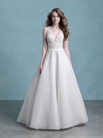 Sleeveless A-line bridal gown